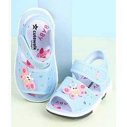Cute Walk by Babyhug Velcro Closure Sandals with Butterfly Applique - Purple