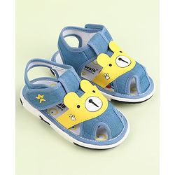 Cute Walk by Babyhug Velcro Closure Sandals With Teddy Bear Applique - Royal Blue