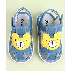 Cute Walk by Babyhug Velcro Closure Sandals With Teddy Bear Applique - Royal Blue