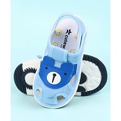 Cute Walk by Babyhug Velcro Closure Sandals With Teddy Bear Applique - Blue