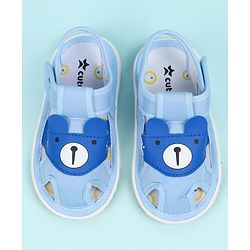 Cute Walk by Babyhug Velcro Closure Sandals With Teddy Bear Applique - Blue