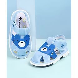 Cute Walk by Babyhug Velcro Closure Sandals With Teddy Bear Applique - Blue