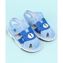 Cute Walk by Babyhug Velcro Closure Sandals With Teddy Bear Applique - Blue