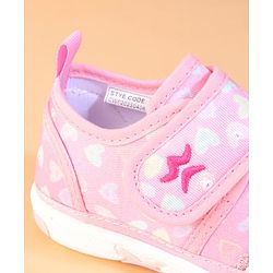 Cute Walk by Babyhug Velcro Closure Casual Shoes With Heart Print - Pink