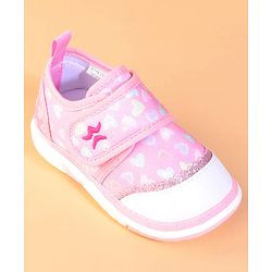 Cute Walk by Babyhug Velcro Closure Casual Shoes With Heart Print - Pink