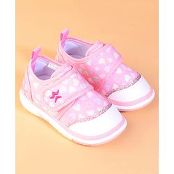 Cute Walk by Babyhug Velcro Closure Casual Shoes With Heart Print - Pink