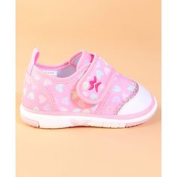 Cute Walk by Babyhug Velcro Closure Casual Shoes With Heart Print - Pink