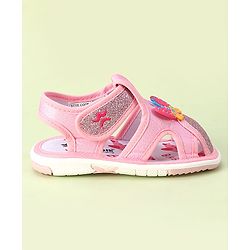 Cute Walk by Babyhug Velcro Closure Sandals with Butterfly Applique - Pink