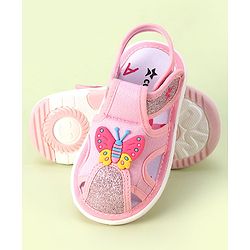 Cute Walk by Babyhug Velcro Closure Sandals with Butterfly Applique - Pink