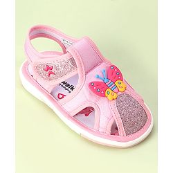 Cute Walk by Babyhug Velcro Closure Sandals with Butterfly Applique - Pink