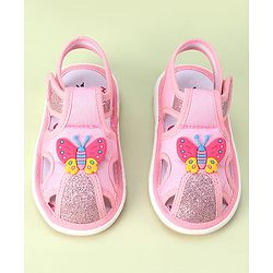 Cute Walk by Babyhug Velcro Closure Sandals with Butterfly Applique - Pink