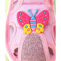 Cute Walk by Babyhug Velcro Closure Sandals with Butterfly Applique - Pink
