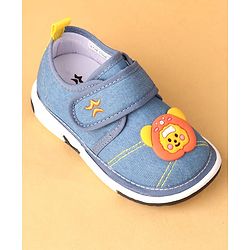 Cute Walk by Babyhug Velcro Closure Casual Shoes With Bear Applique - Royal Blue