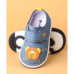Cute Walk by Babyhug Velcro Closure Casual Shoes With Bear Applique - Royal Blue
