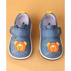 Cute Walk by Babyhug Velcro Closure Casual Shoes With Bear Applique - Royal Blue