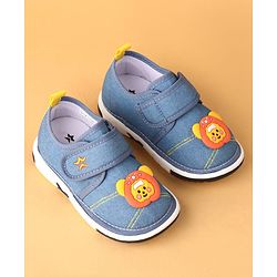 Cute Walk by Babyhug Velcro Closure Casual Shoes With Bear Applique - Royal Blue