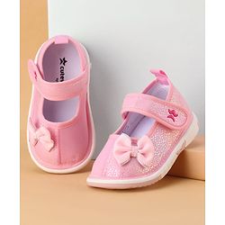 Cute Walk by Babyhug Velcro Closure Casual Shoes With Bow Applique - Pink