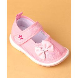 Cute Walk by Babyhug Velcro Closure Casual Shoes With Bow Applique - Pink