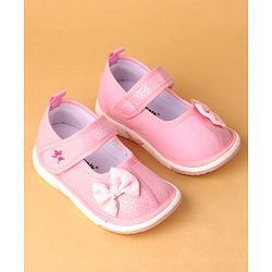 Cute Walk by Babyhug Velcro Closure Casual Shoes With Bow Applique - Pink
