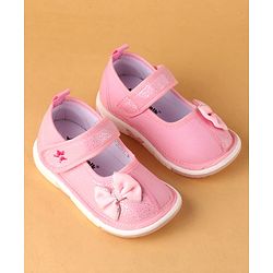 Cute Walk by Babyhug Velcro Closure Casual Shoes With Bow Applique - Pink
