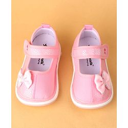 Cute Walk by Babyhug Velcro Closure Casual Shoes With Bow Applique - Pink