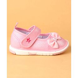 Cute Walk by Babyhug Velcro Closure Casual Shoes With Bow Applique - Pink