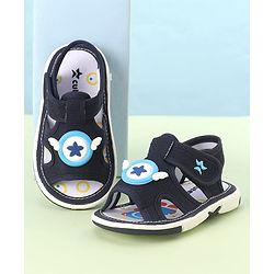 Cute Walk by Babyhug Velcro Closure Sandals with Star Applique - Navy Blue