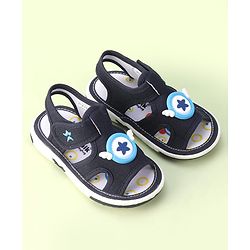 Cute Walk by Babyhug Velcro Closure Sandals with Star Applique - Navy Blue