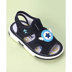 Cute Walk by Babyhug Velcro Closure Sandals with Star Applique - Navy Blue