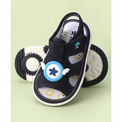 Cute Walk by Babyhug Velcro Closure Sandals with Star Applique - Navy Blue