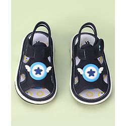 Cute Walk by Babyhug Velcro Closure Sandals with Star Applique - Navy Blue