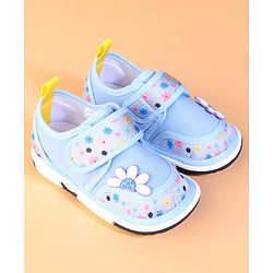 Cute Walk by Babyhug Velcro Closure Casual Shoes With Floral Print & Applique - Blue