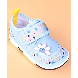 Cute Walk by Babyhug Velcro Closure Casual Shoes With Floral Print & Applique - Blue