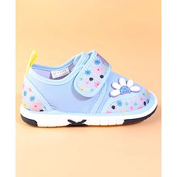 Cute Walk by Babyhug Velcro Closure Casual Shoes With Floral Print & Applique - Blue