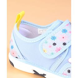 Cute Walk by Babyhug Velcro Closure Casual Shoes With Floral Print & Applique - Blue