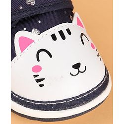 Cute Walk by Babyhug Velcro Closure Casual Shoes with Kitty & Heart Print - Navy Blue