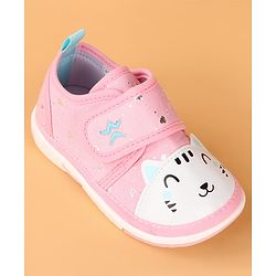 Cute Walk by Babyhug Velcro Closure Casual Shoes with Kitty & Heart Print - Navy Blue