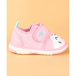 Cute Walk by Babyhug Velcro Closure Casual Shoes with Kitty & Heart Print - Navy Blue