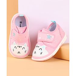 Cute Walk by Babyhug Velcro Closure Casual Shoes with Kitty & Heart Print - Navy Blue