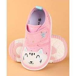 Cute Walk by Babyhug Velcro Closure Casual Shoes with Kitty & Heart Print - Navy Blue