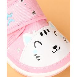 Cute Walk by Babyhug Velcro Closure Casual Shoes with Kitty & Heart Print - Navy Blue