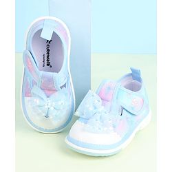 Cute Walk by Babyhug Velcro Closure Sandals with Bow Applique - Aqua Blue