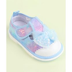 Cute Walk by Babyhug Velcro Closure Sandals with Bow Applique - Aqua Blue