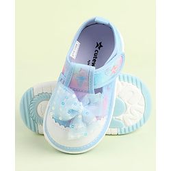 Cute Walk by Babyhug Velcro Closure Sandals with Bow Applique - Aqua Blue