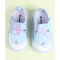 Cute Walk by Babyhug Velcro Closure Sandals with Bow Applique - Aqua Blue