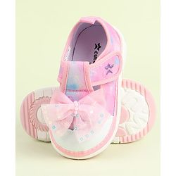 Cute Walk by Babyhug Velcro Closure Sandals with Bow Applique - Aqua Blue