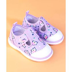 Cute Walk by Babyhug Velcro Closure Casual Shoes With Unicorn Print - Purple