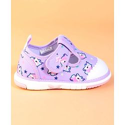 Cute Walk by Babyhug Velcro Closure Casual Shoes With Unicorn Print - Purple