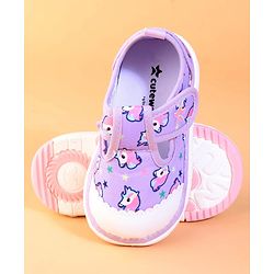 Cute Walk by Babyhug Velcro Closure Casual Shoes With Unicorn Print - Purple
