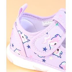 Cute Walk by Babyhug Velcro Closure Casual Shoes With Unicorn Print - Purple